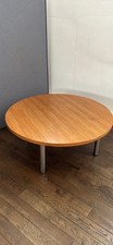 Round Solid Wood Office Coffee Table With Chrome Legs