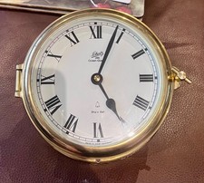 Vintage Shatz Ships Brass Bulkhead Striking Ocean-Quartz Clock Ships Bell Model