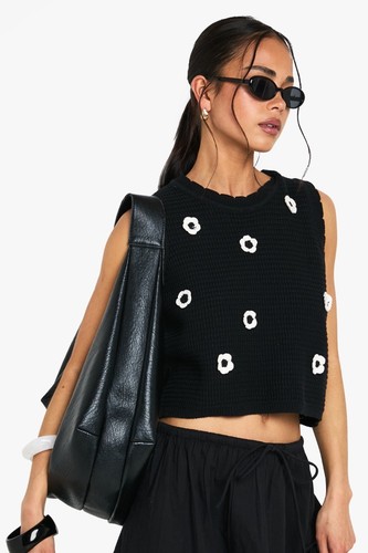 Ladies vest tank floral black - ladies,