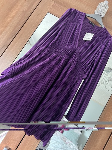 Zara purple plisse pleated - purple,