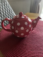 Globe Teapot London Pottery Red Polka Dot teapot small