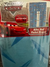 Disney Pixar Cars 42"x63" Rod Pocket Drapes includes tie backs 