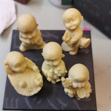 5/Set Imitation Ivory, miniature Figurines, W/Box