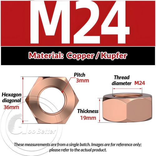 Solid copper metric hex - copper,