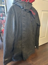 Mens Superdry Grey Winter Peacoat Large Excellent Condition Wool Blend