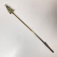Brass Fire Poker Mayflower Finial & Loop 18" Open Heath Tool for Coal or Wood