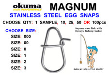 OKUMA: EGG SNAPS PIKE PERCH BASS COD PREDATOR QUICK CHANGE LURE CLIPS FAST LINKS