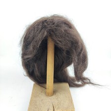 Dark reddish brown mohair doll wig, 11" to 11.5", long hair