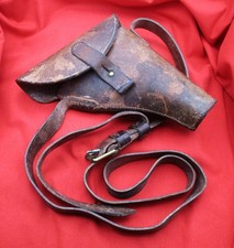 WW1 British Flare Gun / Pistol Leather Holster with Shoulder/Cross Strap