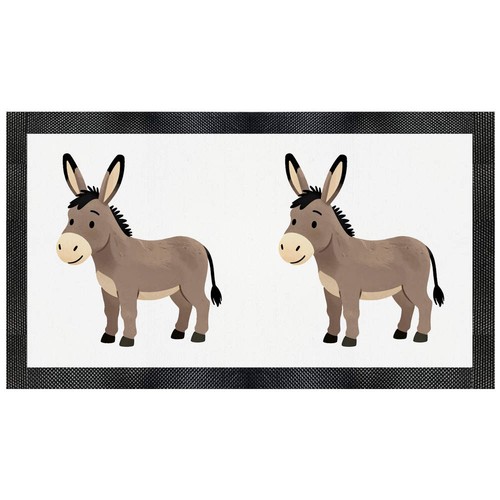 Smiling donkey pet feeding - 'smiling,