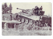 German Postcard WW11 Tank Approaching Bridge