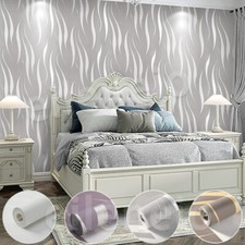 Silver Grey Wallpaper for Living Room 3D Waves Stripes Embossed Thick'Wall Paper