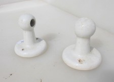 Vintage Ceramic Pole Holder Brackets Old Towel Rail Hanger Airer Ends Cupboard