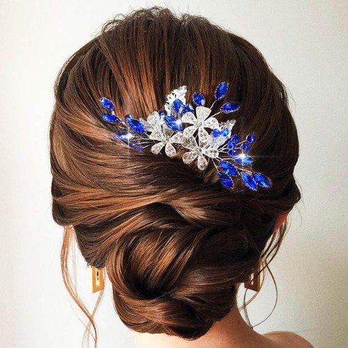 Wedding side comb bridal blue - bridal,