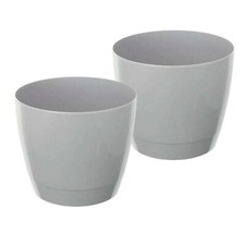 2 x 16cm Indoor Plant Pot Planter Flowerpot Plants Home Garden Office Decor Grey