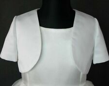 Flower girl Bridesmaid Bolero white Satin S/Sleeve Jacket Shrug Wrap 3-4-5-6 Yrs