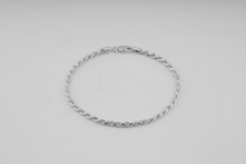 Sterling Silver Diamond Cut Solid Rope Ladies Bracelet 3mm - 7.5 inch