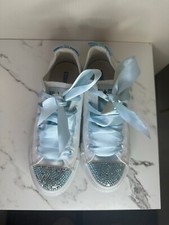LADIES SIZE 5 ALL STAR CONVERSE BLUE RIBBON DIAMANTE BOW SHOES CANVAS TRAINERS