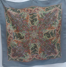 Vintage Liberty of London Silk Scarf Made in England Grey Border Retro design