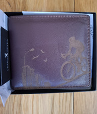 Brown Leather Guild Wallet with Engraved Cyclist, Unused