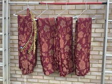 Paoletti Shiraz  Heavy Red Chenille Large Pencil Pleat Lined Curtain 2 pairs