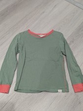White Stuff Kids Long-Sleeved Tshirt, Green & Coral, 5-6 Yrs, Good Condition