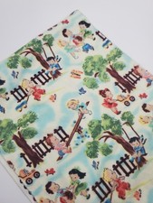 Michael Miller Flannel Fabric Playpals 1950 Retro Kids Cotton Sew Quilt ONE YARD