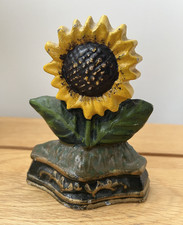 Vintage Cast Iron Sunflower Door Stop Stopper Decorative Farmhouse Paperweight