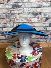 Royal Blue & Black  Wide Brim Wedding Occasion Hat Mother Of The Bride Races