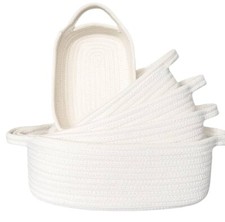 5 PCS Round Small Woven Baskets Set, Cotton Rope Baskets for Organizing, Fruits