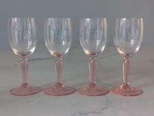 Set Of 4 Vintage Pink Stem 50ml Sherry/Port/Aperitif  Glasses