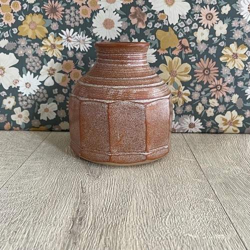 Rustic brown stoneware vase - brown,