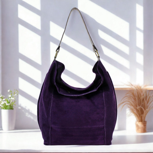 Real suede bucket shoulder bag - suede,