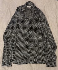 REISS MEN'S GEOMETRIC PRINT LONG SLEEVE SHIRT - BLACK/WHITE - SIZE XL - SMART