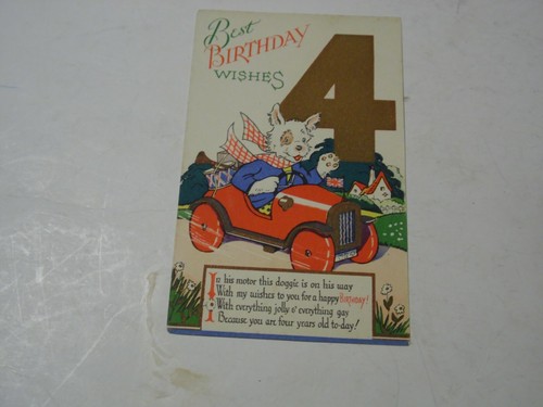 Cute 1940 birthday postcard - cute, 1940's