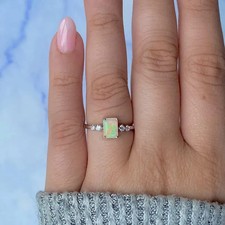 Opal White Topaz Ring Sterling