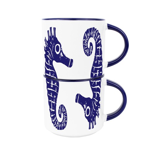 Marine seahorse ceramic mugs - seahorse,