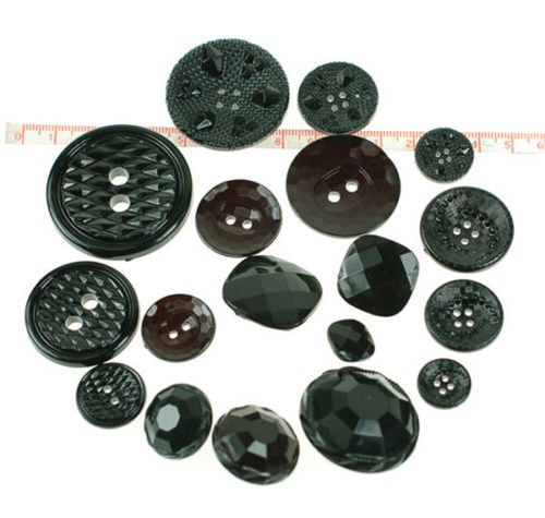 Black fashion buttons 45pcs - buttons,