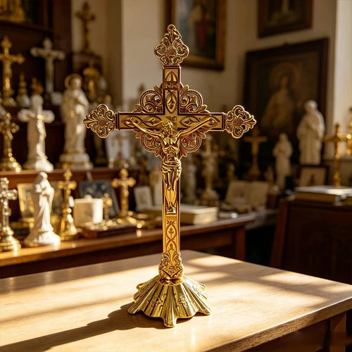 Ornate gold tone altar - gold,