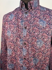 M & S Limited Edition Mens Long Sleeved Paisley Shirt Size XL Cotton