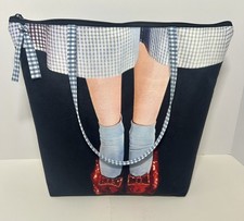 Wizard of Oz Dorothy’s Ruby Slippers 13x15”Quilted Purse Zip Closure 4 Pockets 