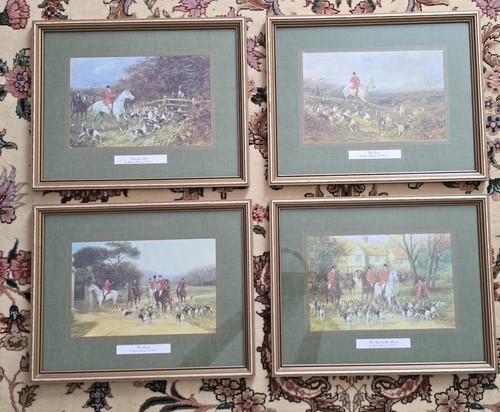 Framed hunt scene prints - 4-,