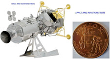 Apollo 11 CSM-LM: 3D Laser Cut Metal 1/48 Scale Model & Vintage Rare Medallion