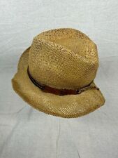 MENS BROWN 100% PAPER LEATHER BAND FEDORA SUN HAT UK ONE SIZE HT013