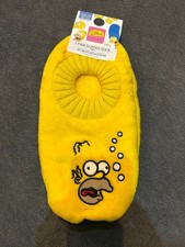 MENS YELLOW SLIPPER SOCKS FLUFFY FOOTLET - SIMPSONS - SIZE 9-12 (NEW) Free P+P