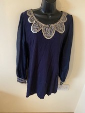 Navy Beaded Dress Size 16 By