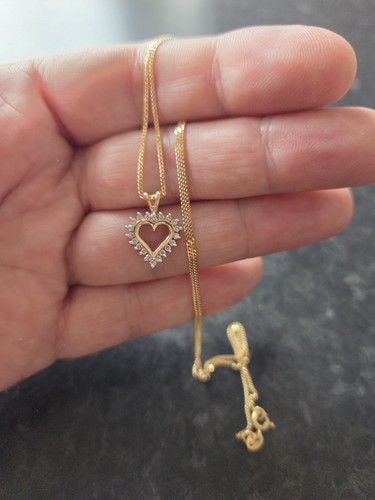 9ct gold diamond heart - gold,