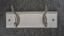Wooden Wallmounted Coat Rack with 2 Hooks in White