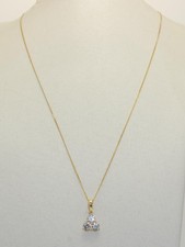 14carat 14k Gold Cubic Zirconia Three Stone & 14carat Gold 18" Curb Link Chain