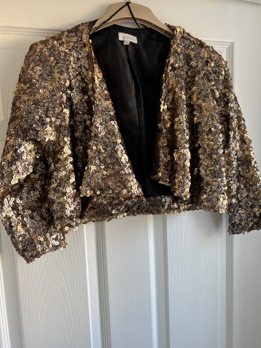 Cropped sequin jacket uk10 - jacket,